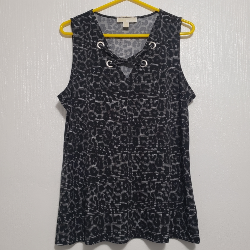 Michael Kors | Grey leopard sleeveless blouse